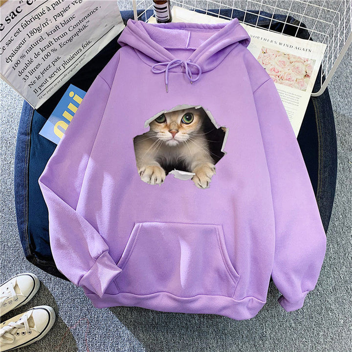 Women's hoodie with unique cat design Chic & Stil