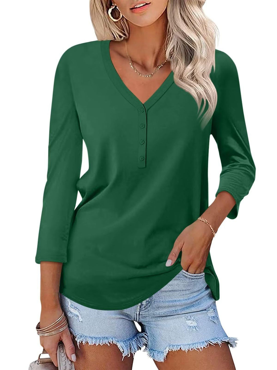 Lune London V neck buttoned tunic for women