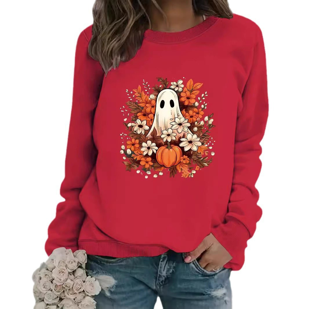 Sweatshirt femme avec motif automnal ludique et effrayant Chic & Stil