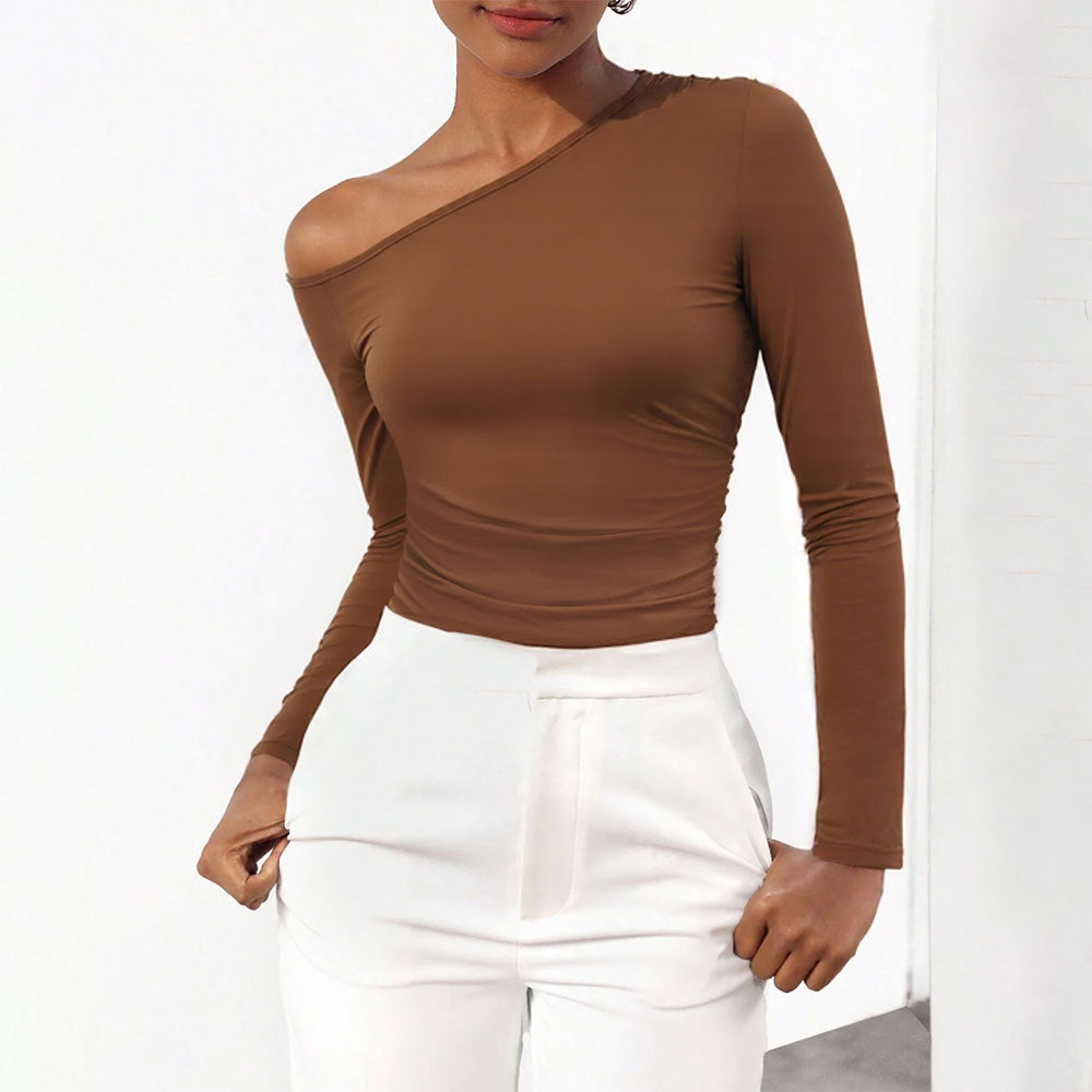 Asymmetrical long sleeve shirt for women with sophisticated neckline Chic & Stil