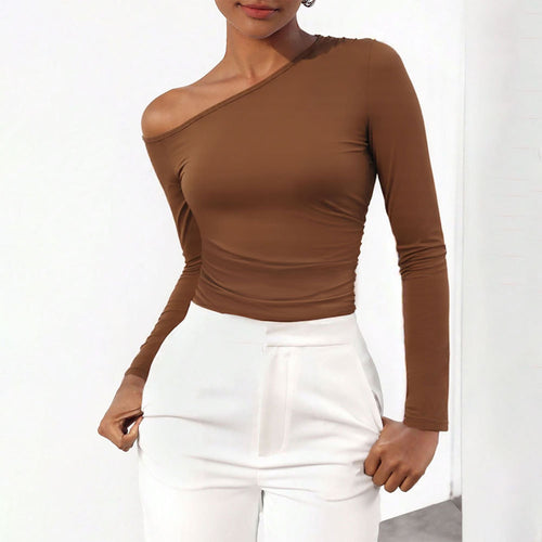 Asymmetrical long sleeve shirt for women with sophisticated neckline Chic & Stil