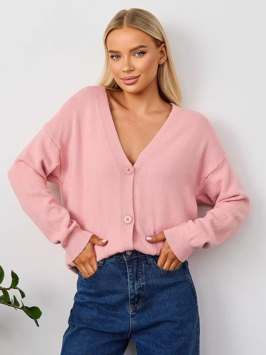 Ladies cozy cardigan with V-neck and practical pockets Lune London