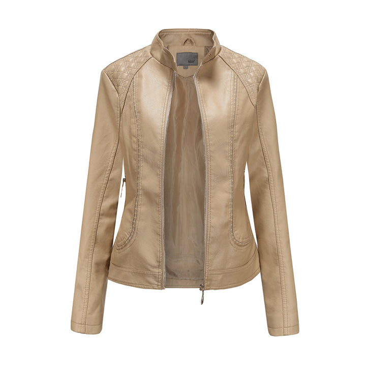 Women's faux leather jacket with trendy stitching details Lune London