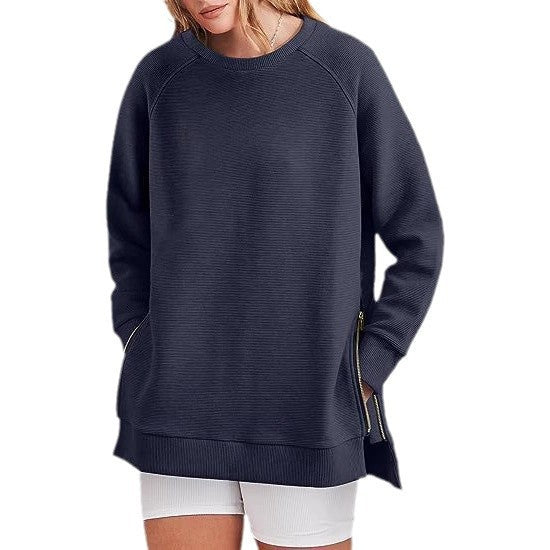Women's trendy sweatshirt with side zips Lune London