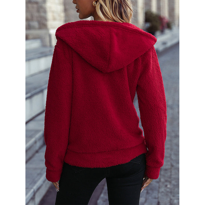 Ladies Christmas cozy jacket with hood and festive print Lune London