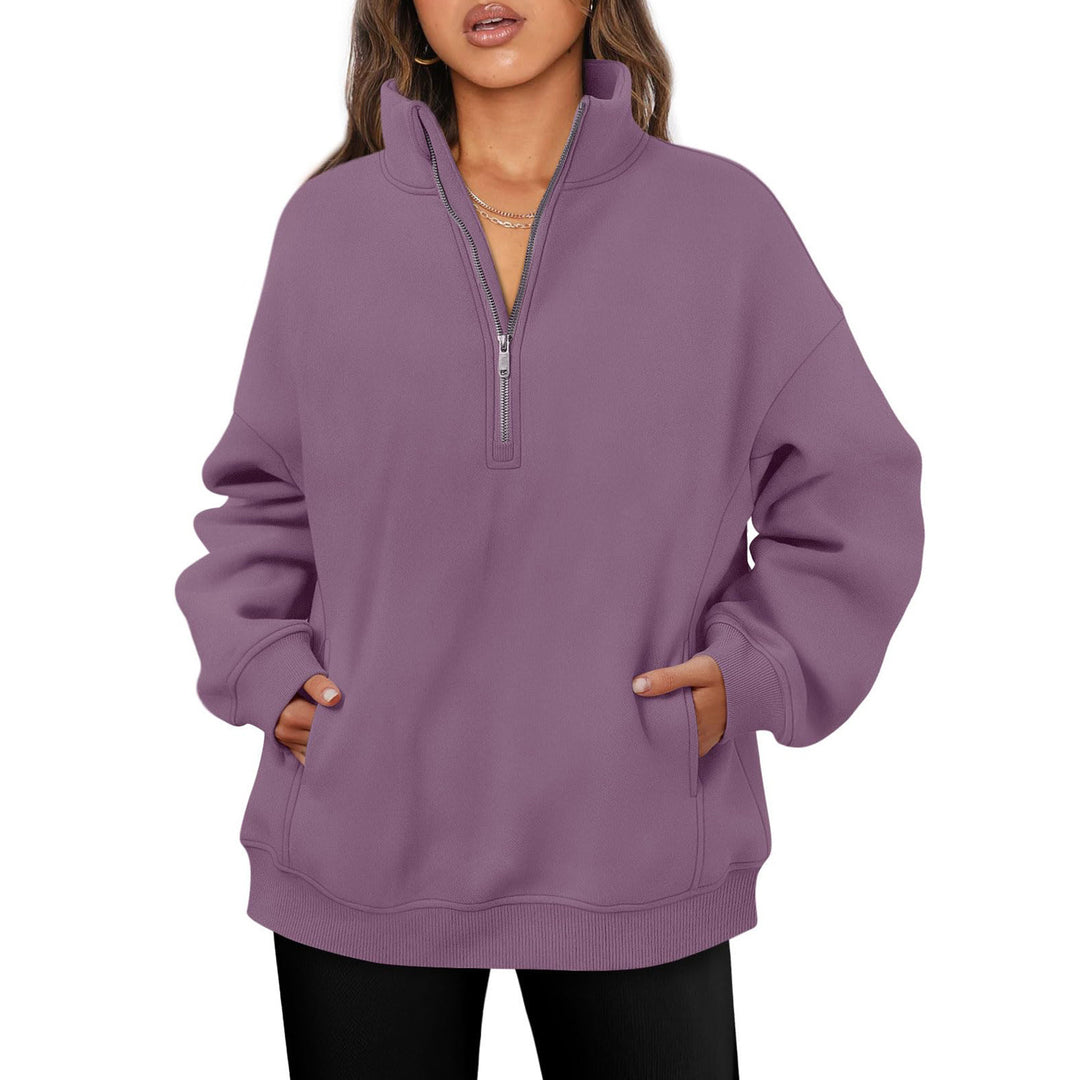 Casual oversized fleece sweater for women with high collar Lune London