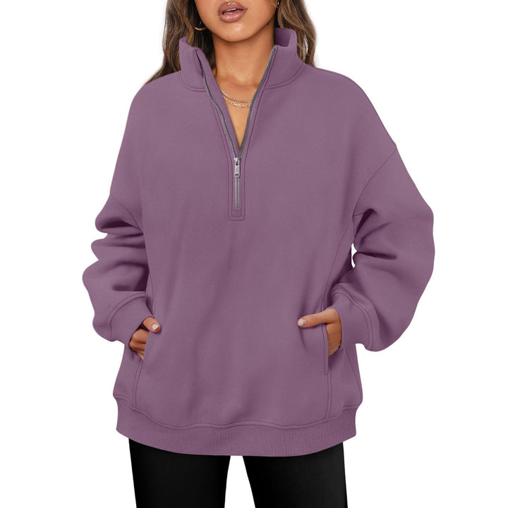 Casual oversized fleece sweater for women with high collar Lune London
