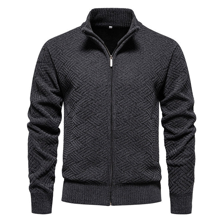 Trendy cardigan jacket for men with high collar and zipper Lune London