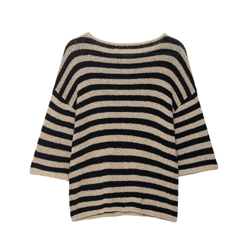 Casual knit sweater for women with wide stripes and a soft material Lune London