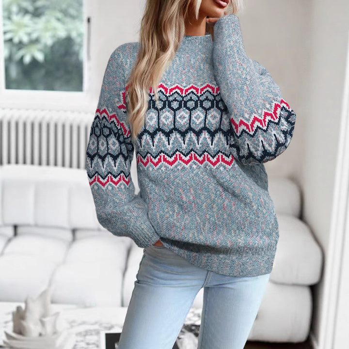 Knitted sweater for women with a modern geometric pattern and an oversized fit Lune London