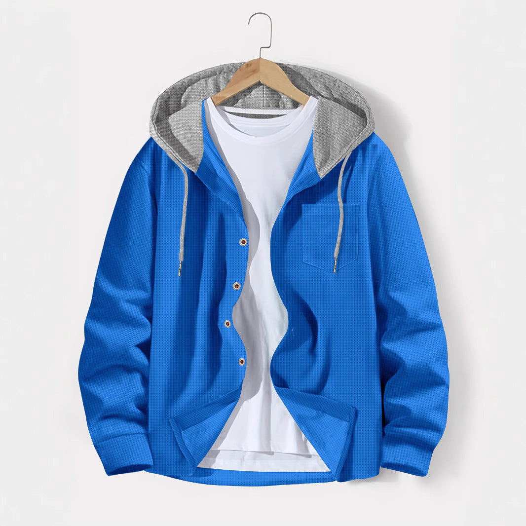 Men's versatile hoodie t-shirt with textured surface and practical chest pocket Lune London