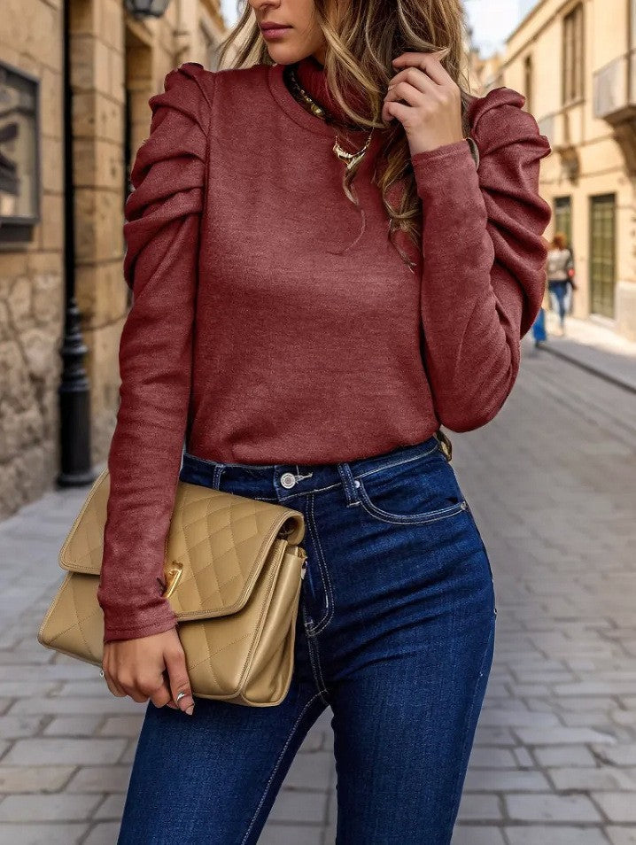Lune London | Pullover Soft Knit Regular Fit Puff Sleeves Round Neckline