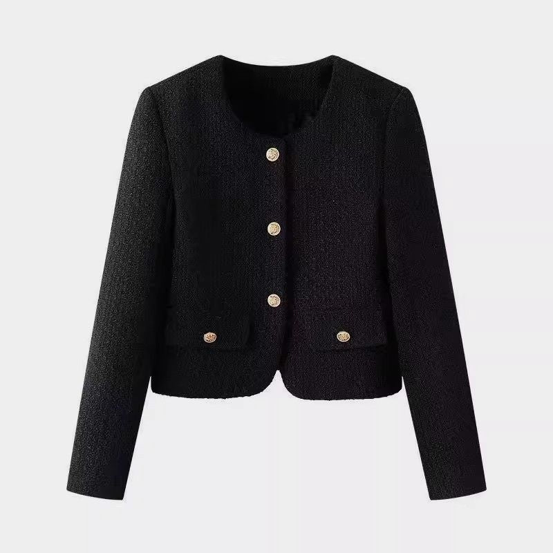 Veste courte élégante pour femmes en style tweed avec des boutons dorés Chic & Stil