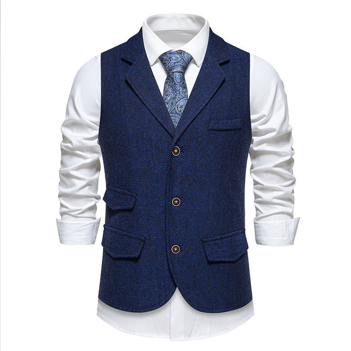 Elegant men's suit vest with classic herringbone design and practical pockets Lune London 1758809564