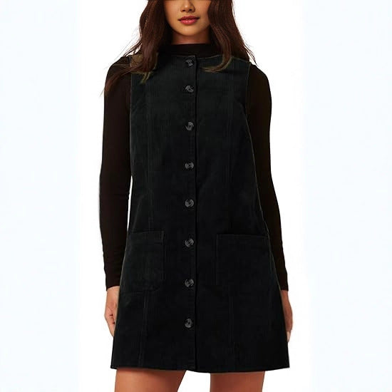 Robe en velours côtelé mi-longue pour femmes avec poches Chic & Stil