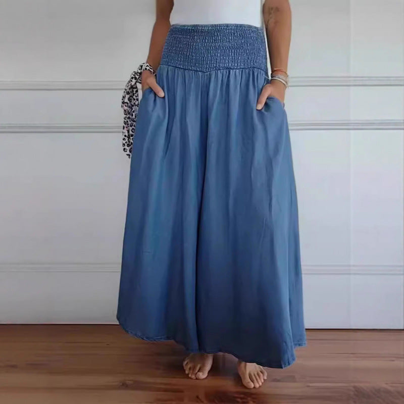 Wide airy pants for women with elastic waist and pockets Lune London