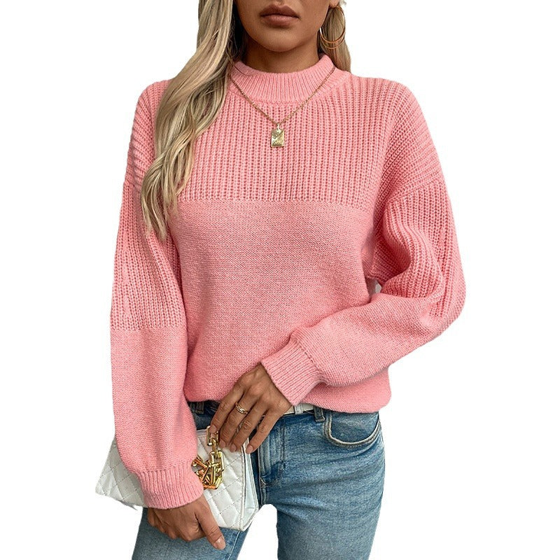Casual pullover for women with high collar and modern textured knit Lune London