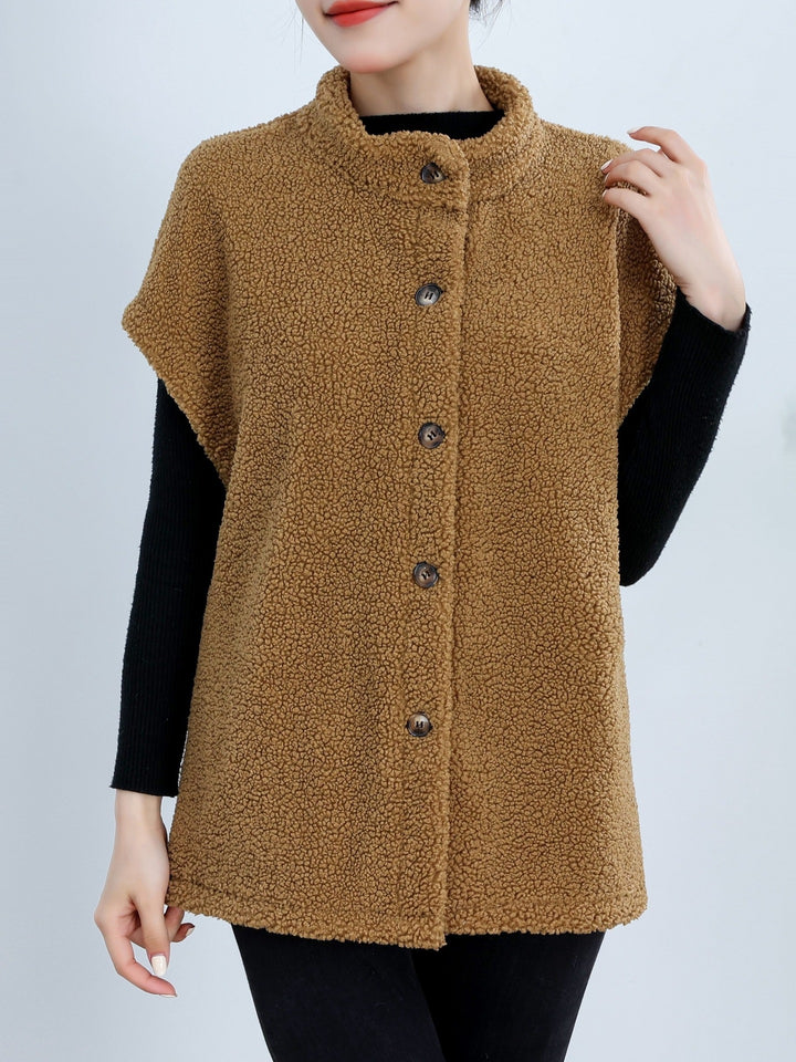 Ladies Cozy Cardigan with Buttons and Chic High Collar