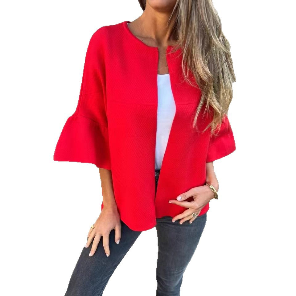 Fashionable women's jacket with wide sleeves and slightly textured fabric Lune London