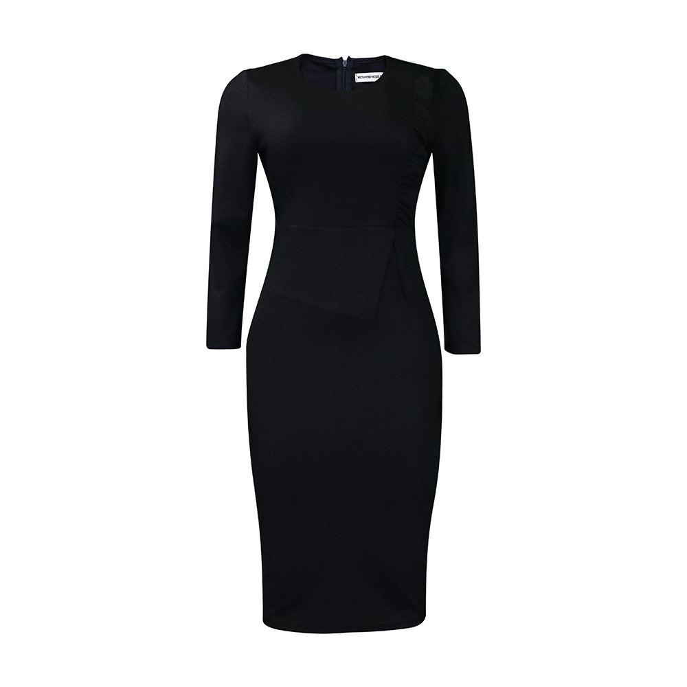 Fitted dress for women with long sleeves and ruching Lune London
