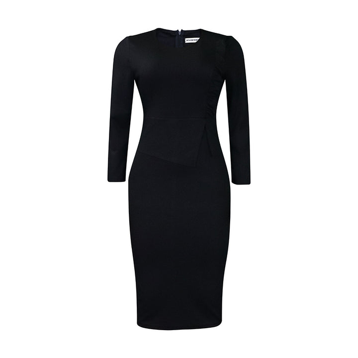Fitted dress for women with long sleeves and ruching Lune London