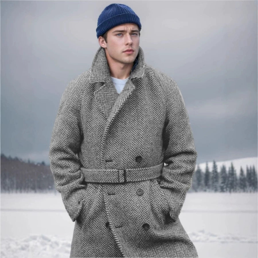 Elegant wool coat for men with herringbone pattern Lune London