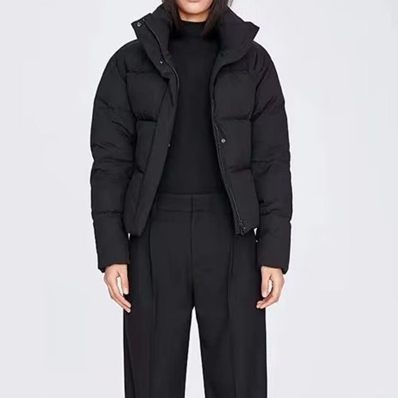 Ladies quilted winter coat with high collar and side pockets Lune London