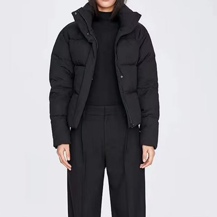 Ladies quilted winter coat with high collar and side pockets Lune London
