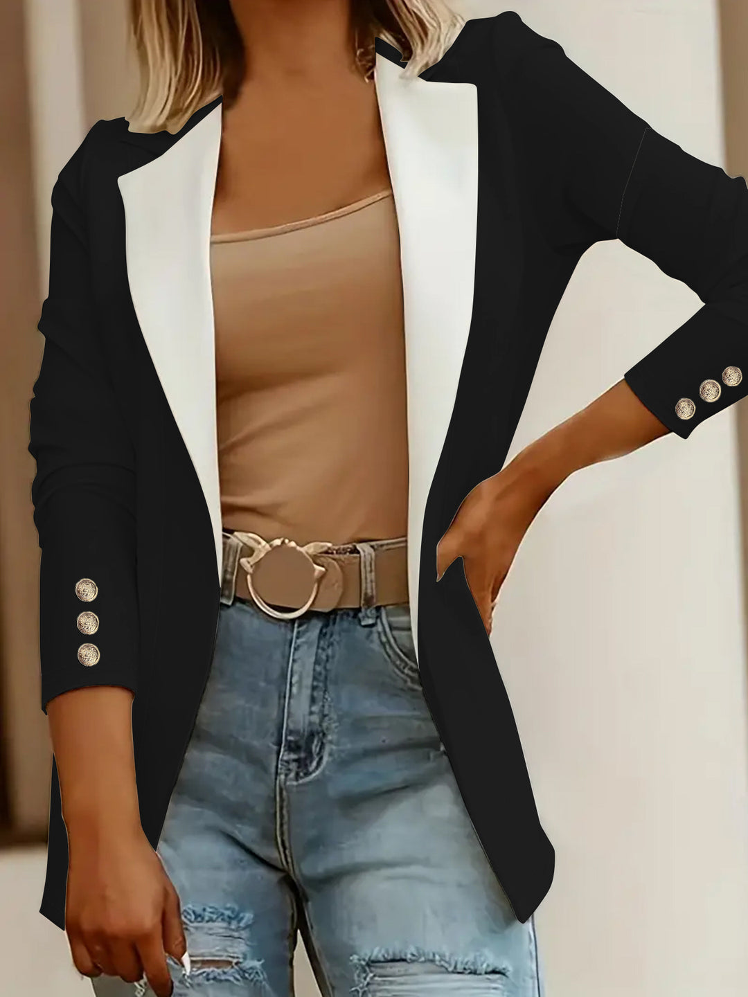 Women Elegant Blazer with Contrasting Inserts Lune London