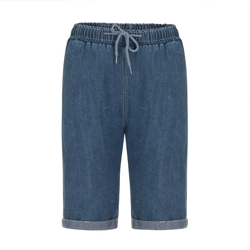 Ladies denim shorts with elastic waistband and casual cut Lune London