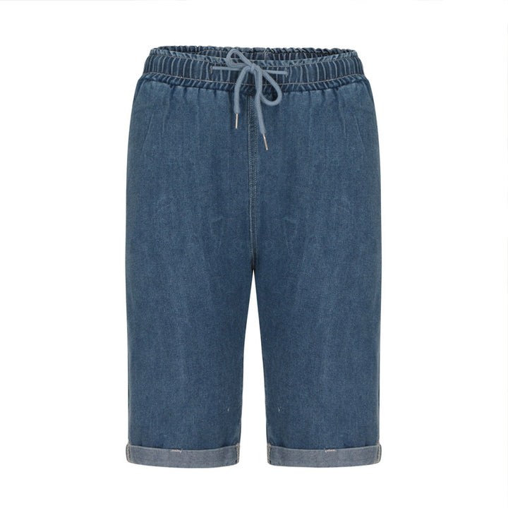 Ladies denim shorts with elastic waistband and casual cut Lune London