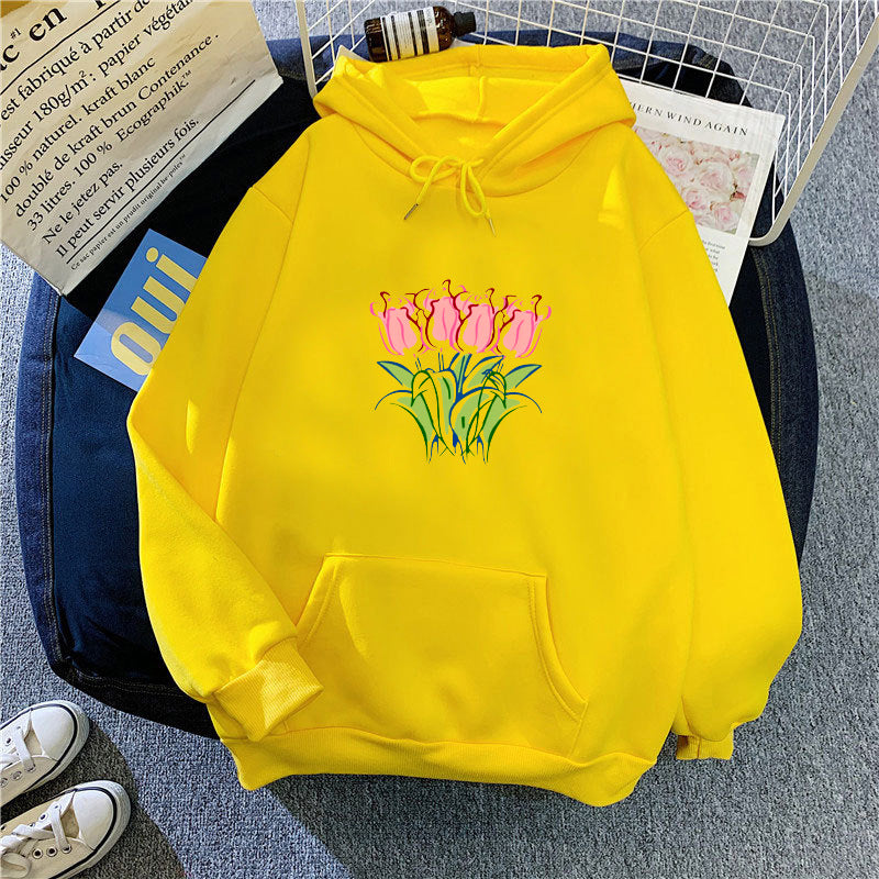 Women's hoodie with floral tulip motif Chic & Stil