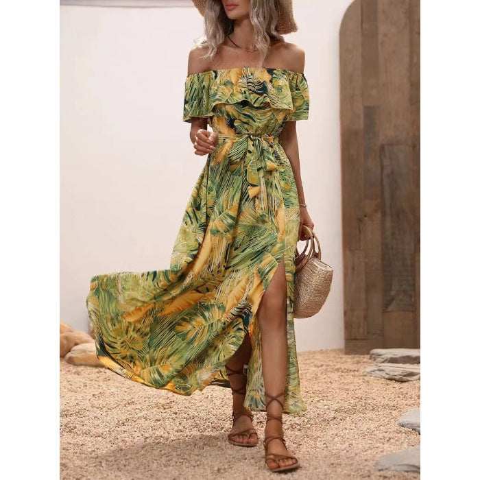 Lune London Off-Shoulder Tropical Maxi Dress for Women