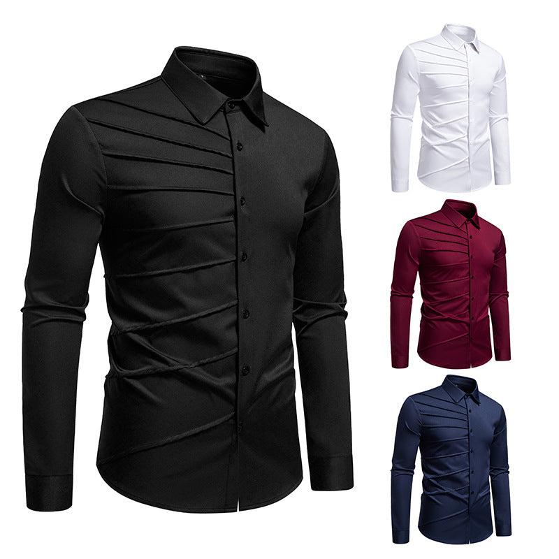 Trendy long sleeve shirt for men with an original pleat design Lune London