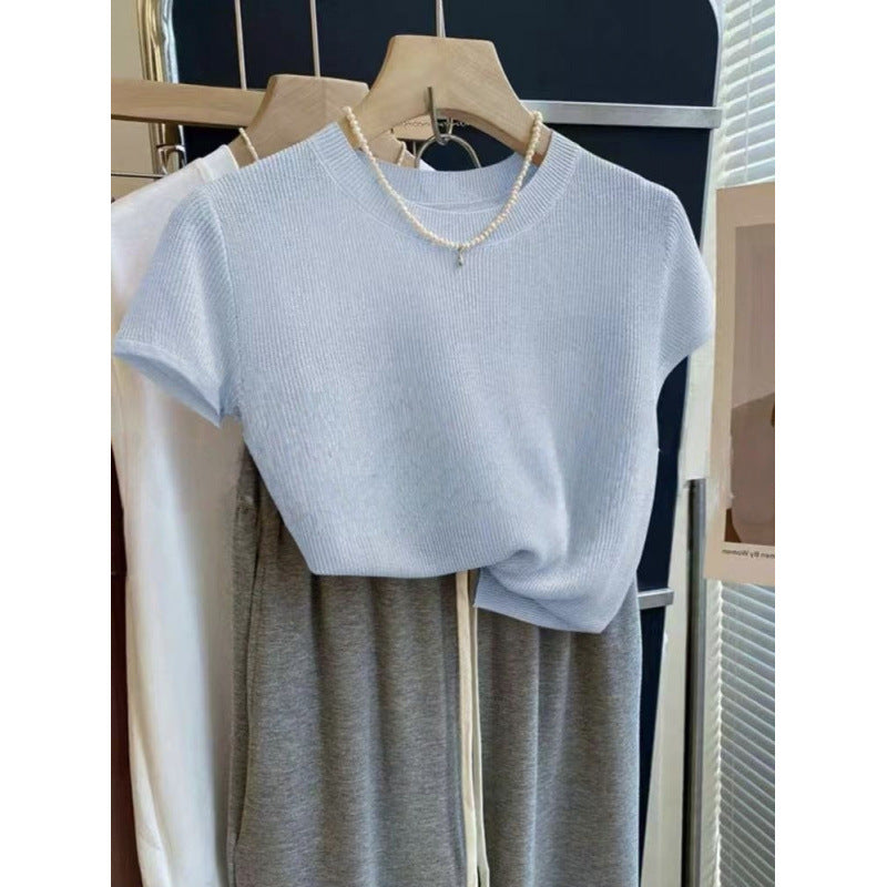 Chemise Tricotée à Manches Courtes Décontractée pour Femmes Chic & Stil