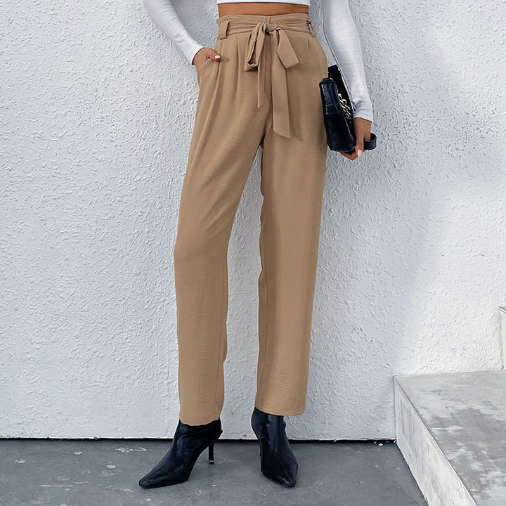 High-waisted custom pants for women with bow detail Lune London