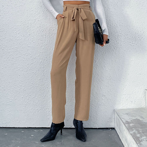High-waisted custom pants for women with bow detail Lune London