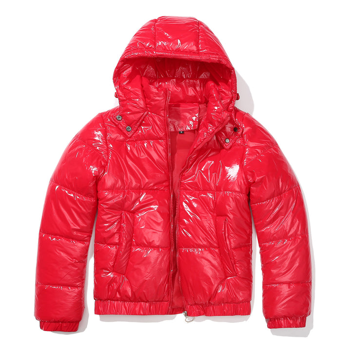Shiny quilted jacket for women with removable hood Lune London
