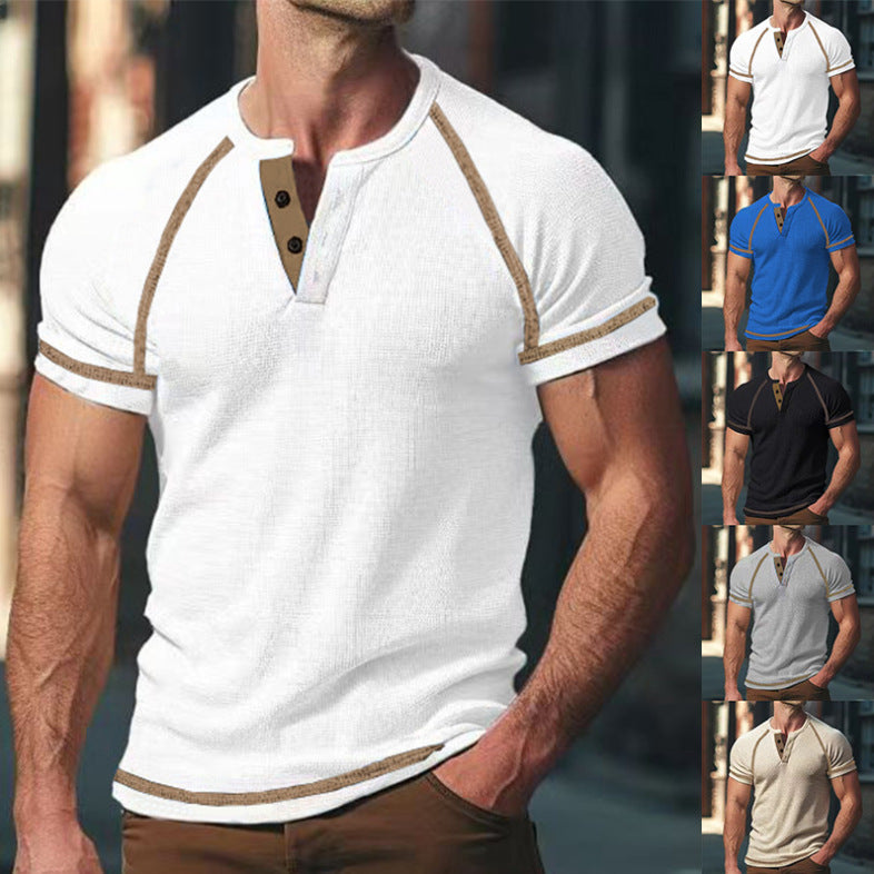 Mid-length sleeve T-shirt for men with button placket Lune London