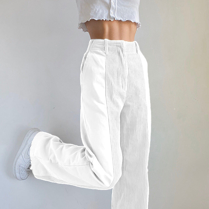 Casual corduroy pants for women with high waist and straight cut Lune London
