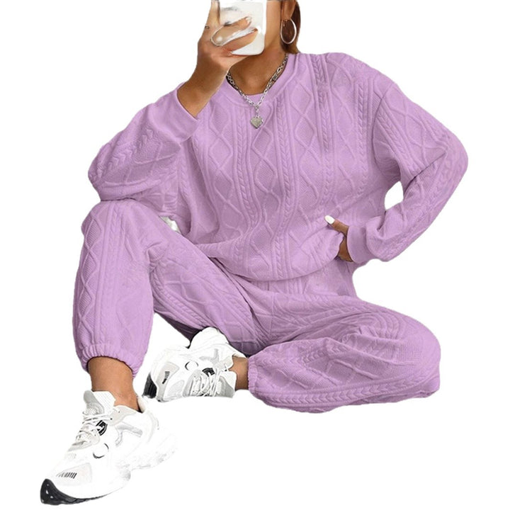 Women's comfortable knit loungewear set with chic and stylish texture