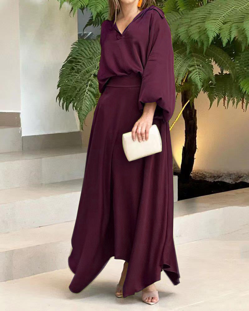 Elegant maxi dress for women with a flowy cut and high-quality V-neck Lune London