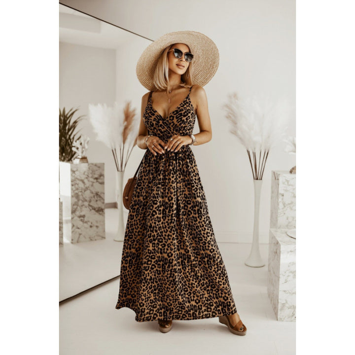 Elegant leopard maxi dress for women Lune London