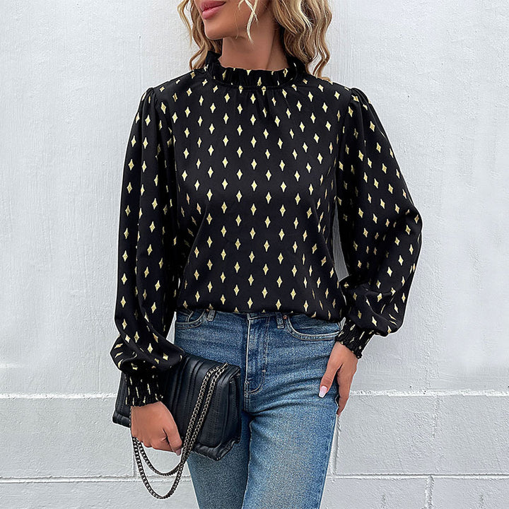 Women's blouse with high-quality print and generous puffed sleeves Lune London