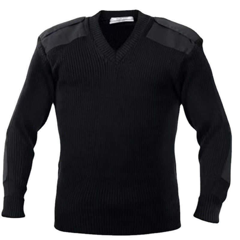 Knit sweater for men with V-neck and decorative details on the shoulders Lune London