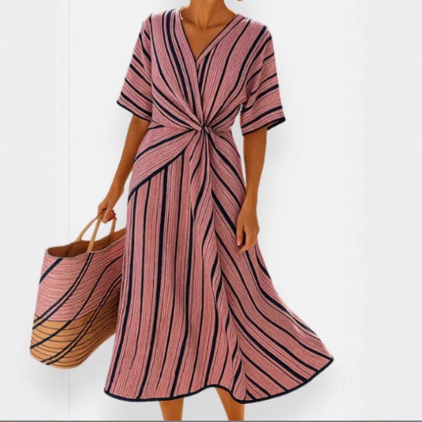 Airy wrap dress for women with side knot and V-neck Lune London