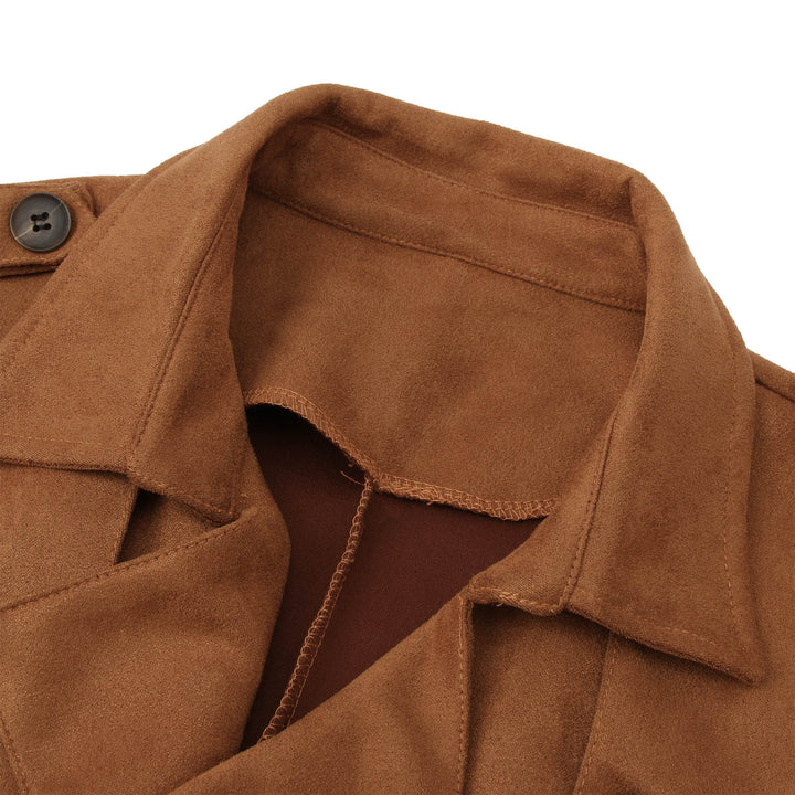 Elegant suede trench coat for men with double-breasted buttons and practical pockets Lune London