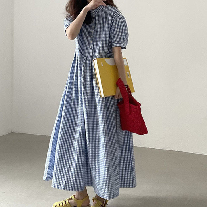Women’s Casual Checkered Dress with Fitted Cut and Flattering A-Line Skirt Lune London