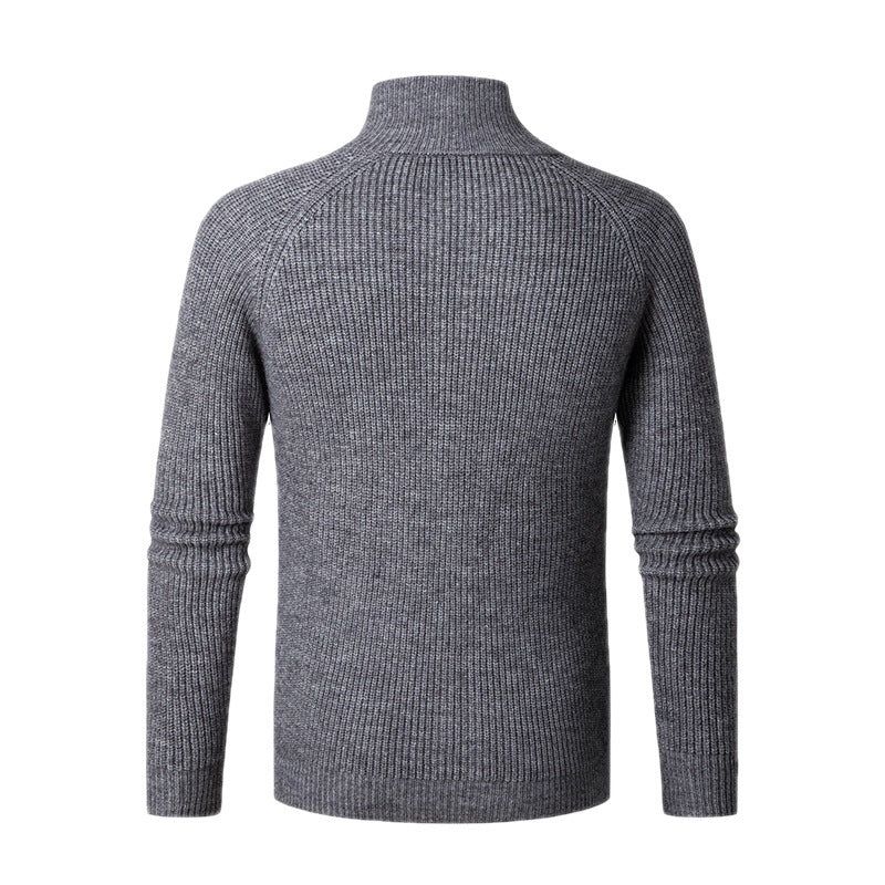 Knitted jacket for men with high collar and fine rib structure Lune London