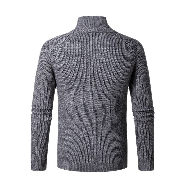 Knitted jacket for men with high collar and fine rib structure Lune London